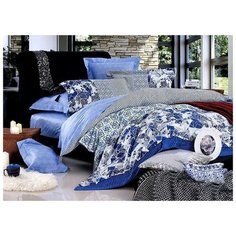 Постельное белье евростандарт Tango Египетский хлопок TIS07-48, мако-сатин, 50 х 70 и 70 х 70 см, синий/голубой