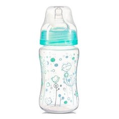 BabyOno Бутылочка антиколиковая, широкое горло, Птички 403 240 мл, с рождения, бирюзовый