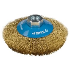 Щетка коническая для УШМ витая латунированная стальная проволока 115 мм М14 Зубр ПРОФИ 35267-115_z02