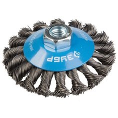 Щетка коническая для УШМ плетеные пучки стальной проволоки 125 мм М14 Зубр ПРОФИ 35269-125_z02