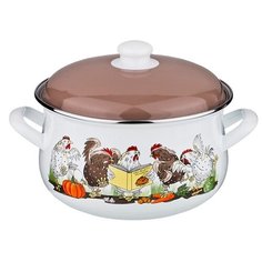 Кастрюля Agness Куриный переполох, 2.4 л, белый/коричневый