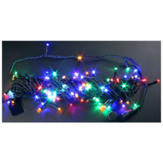 Гирлянда Rich LED Нить RL-S10C-24V-B, 1000 см, 100 ламп, разноцветные диоды/черный провод