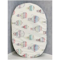 СОНиКА Простыня на резинке на овальный матрас Воздушные шары 125 x 75 см бежевый