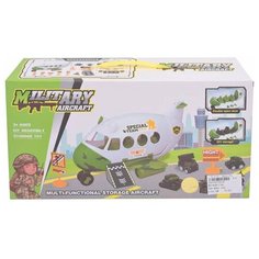 Набор с машинками Наша Игрушка Самолет, машины инерционные 4 шт, предметы 13 шт, фигурка, наклейка (2019S)