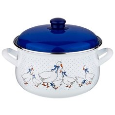 Кастрюля эмалированная Agness 951-032 "Гуси" 3,3л, индукция