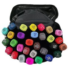 Набор профессиональных двухсторонних маркеров для скетчинга 40 цветов в тканевом чехле, черный Touch