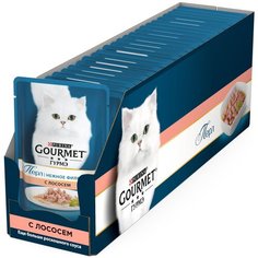 Влажный корм для кошек Gourmet Перл, с лососем 24 шт. х 85 г (кусочки в соусе)