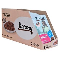 Влажный корм для кошек Karmy с лососем 24 шт. х 80 г (кусочки в желе)