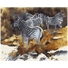 Картина по номерам ВанГогВомне "Акварельные зебры" 40х50 см