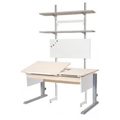 Стол детский Астек-Элара Лидер с ящиком и стеллажом 120x72 см береза/белый/серый