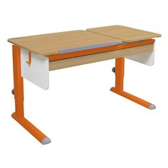 Стол детский Астек-Элара Твин-2 с ящиком 115x58 см бук/белый/оранжевый