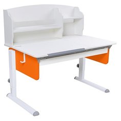 Стол детский Астек-Элара Лидер с ящиком и надстройкой 120x72 см белый/оранжевый/белый
