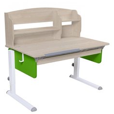 Стол детский Астек-Элара Лидер с ящиком и надстройкой 120x72 см береза/зеленый/белый
