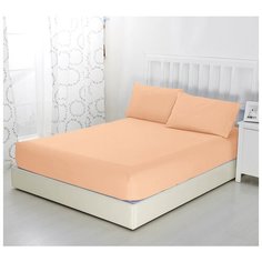 Простыня на резинке, Персиковый, 180х200х20, трикотаж (140 г/м2) Текс Дизайн