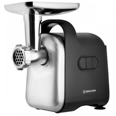 Мясорубка BRAYER BR1602, 2000 Вт, реверс, насадки кеббе, колбасы, овощей, отсек для храненения, 2 диска, черный