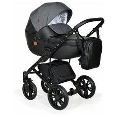 Коляска MIO+F 3в1 (Indigo) (Mi 07 (черная кожа+черный узор))