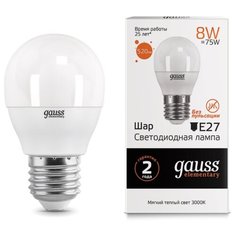 Лампочка светодиодная Gauss, 53218, 8W, E27 (комплект из 3 штук)