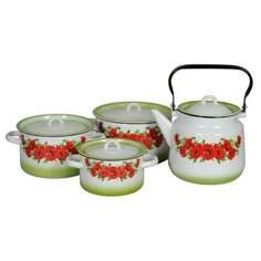 Набор посуды СтальЭмаль Восточный мак №142 4 предмета сталь