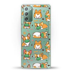Силиконовый чехол Корги в масках на Samsung Galaxy Note 20 Andy & Paul