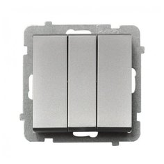 Ospel Sonata Серебро матовое Выключатель 3-клавишный , без рамки