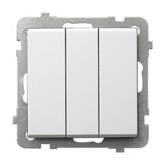 Ospel Sonata Белый Выключатель 3-клавишный , без рамки