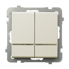 Ospel Sonata Бежевый Выключатель 2-клавишный с подсветкой, без рамки