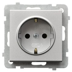 Ospel Sonata Серебро матовое Розетка 1-я с/з Schuko, без рамки