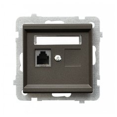 Ospel Sonata Шоколадный металлик Розетка телефонная 1-я, без рамки