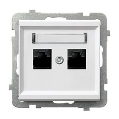Ospel Sonata Белый Розетка компьютерная 2-я, категория 5e, RJ-45, без рамки