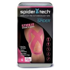 Тейп SpiderTech преднарезанный для коленной части, 6шт. розовый