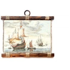 Панно Универсальный свиток "Корабли на спокойном море " горизонтальное А4