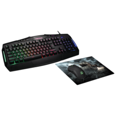 Игровой набор комплект клавиатура + мышь + коврик Jet.A Panteon GS270P (полноразмерная мембранная клавиатура с LED-подсветкой: 104 клавиши и 8 быстрого доступа + 6-и кнопочная мышь с LED-подсветкой: 650/1100/1500/2200dpi + коврик: покрытие Speed Contr