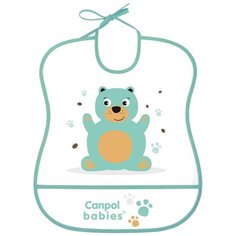 Нагрудник пластиковый Canpol babies мягкий, цвет: бирюзовый, рисунок: мишка (250989454)