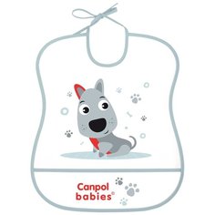 Нагрудник пластиковый Canpol babies мягкий, цвет: голубой, рисунок: собачка (250989455)