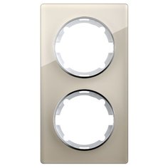 Рамка OneKeyElectro вертикальная стеклянная двойная, цвет бежевый