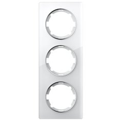 Рамка OneKeyElectro вертикальная стеклянная тройная, цвет белый