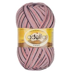 Пряжа Adelia Jake, 75% шерсть, 25% нейлон, 5*100 г, 400 м+-15 м, №27, светло-сиреневый, светло-розовый, серый