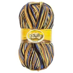 Пряжа Adelia Zena, 100% акрил, 5*100 г, 308 м+-10 м, №45, желтый, оранжевый, серый, голубой