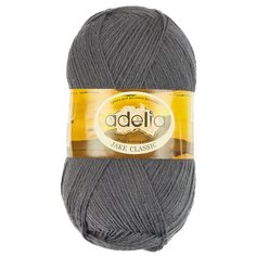 Пряжа Adelia Jake classic, 75% шерсть, 25% нейлон, 5*100 г, 410 м+-15 м, №07, темно-серый