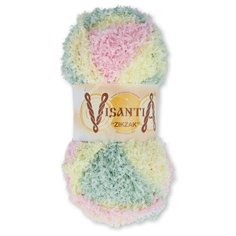 Пряжа Visantia Zikzak, 100% полиэстер, 5*100 г, 100 м+-3 м, №1040, желто-бледно-розовый, бледно-зеленый