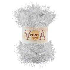 Пряжа Visantia Trafka Salut, 80% полиэстер, 20% люрекс, 5*200 г, 90 м+-4 м, №0065, белый с люрексом, под серебро