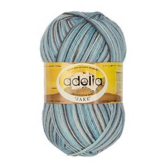 Пряжа Adelia Jake, 75% шерсть, 25% нейлон, 5*100 г, 400 м+-15 м, №25, бледно-голубой, голубой, светло-серый