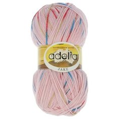 Пряжа Adelia Jake, 75% шерсть, 25% нейлон, 5*100 г, 400 м+-15 м, №04, розовый, красный, зеленый, голубой