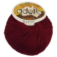 Пряжа Adelia Katty, 100% шерсть, 10*50 г, 150 м+-10 м, №08, бордовый
