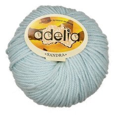 Пряжа Adelia Sandra, 50% шерсть, 50% акрил, 10*50 г, 90 м+-4 м, №08, бледно-голубой