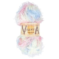 Пряжа Visantia Trafka, меланжевая, 100% полиэстер, 5*100 г, 150 м+-3 м, №1034, ярко-голубой, ярко-кремовый, ярко-розовый