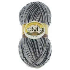 Пряжа Adelia Jake, 75% шерсть, 25% нейлон, 5*100 г, 400 м+-15 м, №19, серый, темно-серый