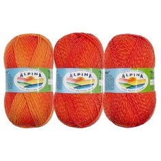 Пряжа Alpina Romantic, 100% шерсть, 5*100 г, 300 м+-15 м, №03, желтый, оранжевый