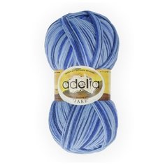 Пряжа Adelia Jake, 75% шерсть, 25% нейлон, 5*100 г, 400 м+-15 м, №14, голубой, синий
