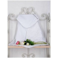 Одеяло для новорожденных Трия, велюр, 80х80 см, цвет: белый, отделка: ажурное кружево, декоративная тесьма Triya